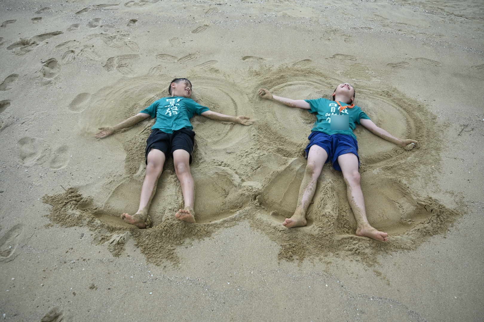 A playful moment at the beach.