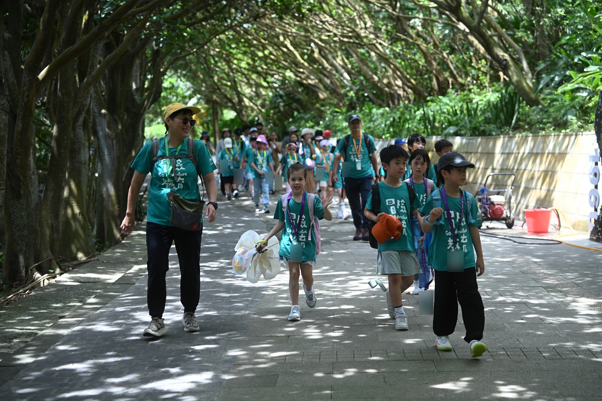 A group moving together during an outing.