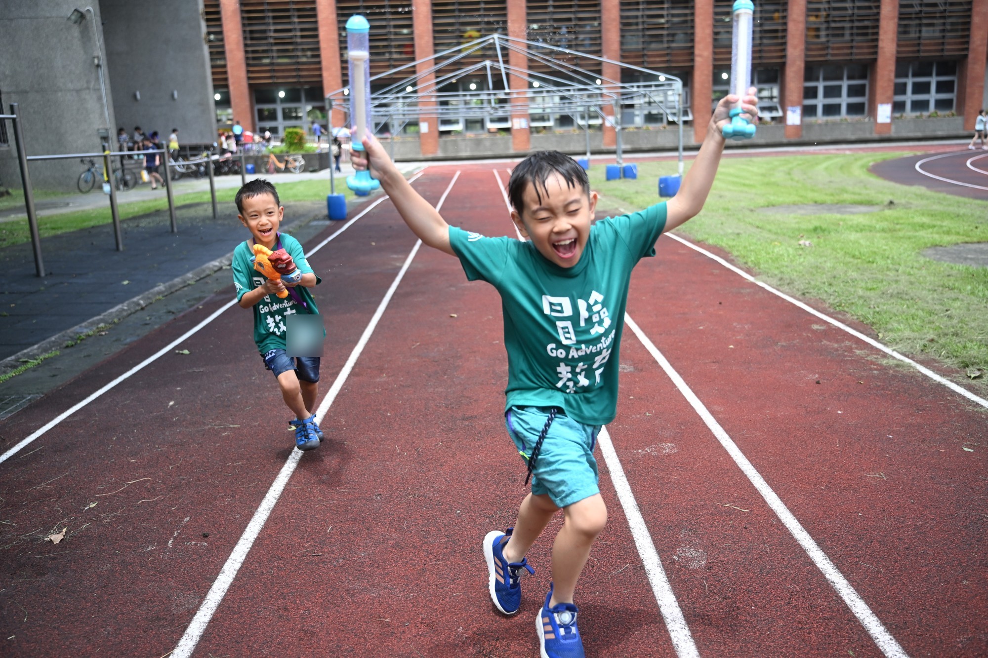 Being active together outdoors.